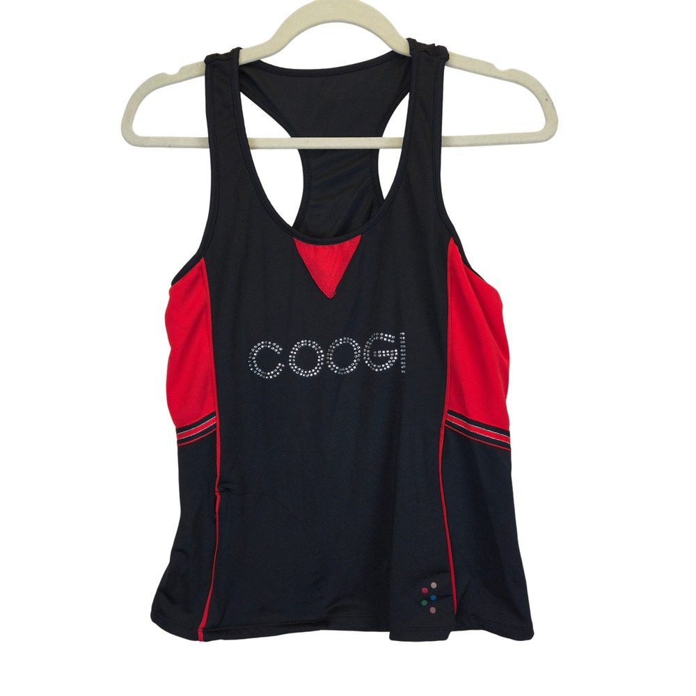COOGI Sport Systems Black Red Rhinestone‎ Athletic Tank Top Womens Medium Sporty